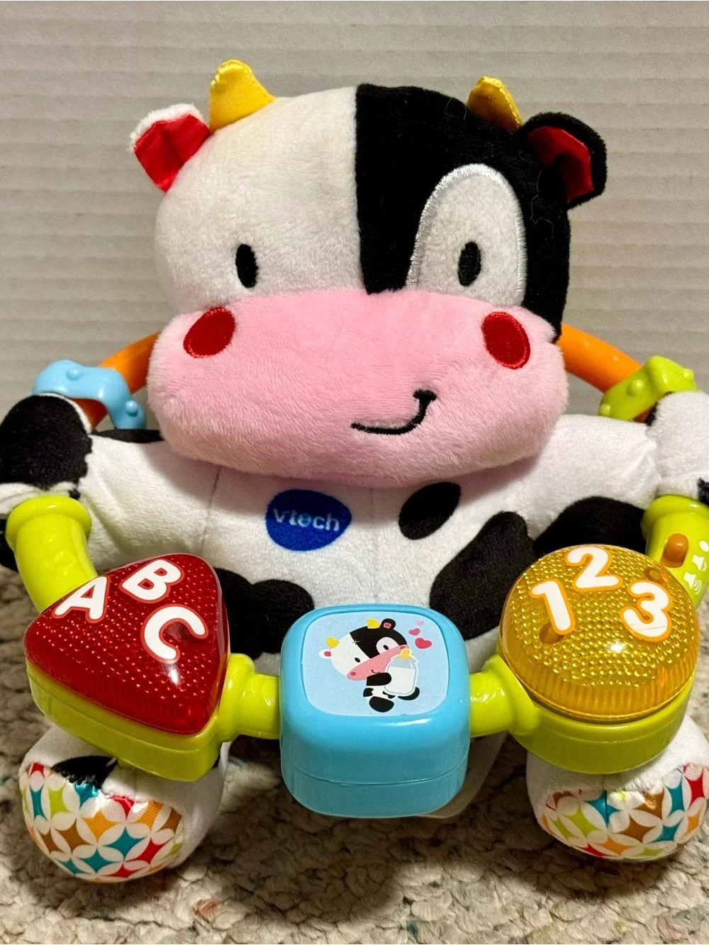 VTech Lil Critters Moosical Beads Plush Cow Music Baby Toy Stuffed Animal-tested
